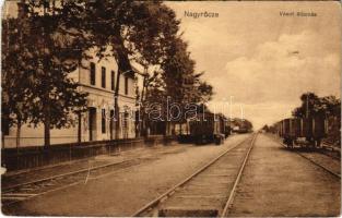 1918 Nagyrőce, Nagyrőcze, Gross-Rauschenbach, Velká Revúca; vasútállomás. Fehér Dezső kiadása / railway station (Rb)