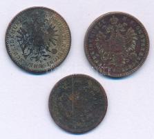 1858B 1kr Cu + Ausztria 1860A 5/10kr Cu + 1881. 1kr Cu T:VF,F patina
Hungary 1858B 1 Kreuzer Cu + A...
