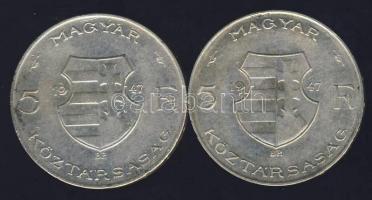 1947. 5 Ft (2x)"Kossuth" Ag T:2/3+