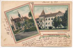 1904 Tarcsa, Bad Tatzmannsdorf; Mária falvai templom, Karolina Villa. Löwy Gusztáv és testvére kiadása, magyar szalagos keret / Mariasdorf Kirche / church, villa. Hugarian ribbon (Rb)