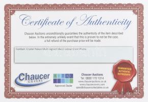 A Crystal Palace FC angol labdarúgócsapat játékosainak autográf aláírásai (össz. ~15 db) fotónyomato...