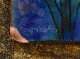 Kővágóné Zsóri Balogh Erzsébet (1955-): Virágok. Tűzzománc, rézlemez, jelzett, bal alsó sarkában kis...