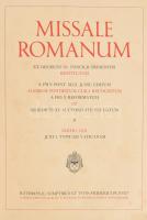 1938 Missale latin nyelven vörös bőrkötésben díszes fém veretekkel. 24x31 cm
