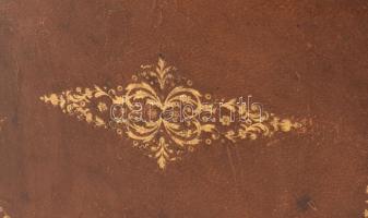 cca 1880 aranyozott bőr levélgyűjtő doboz kulccsal 25x30x15 cm
