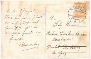 Rőtfalva-Rendek, Rattersdorf-Liebing; Bahnhof, Österr. Zollhaus / vasútállomás, Osztrák vámház, gőzm...