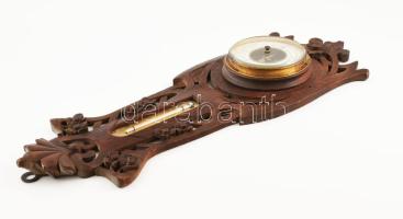 Szecessziós függőleges barométer Holosteric barometer és hőmérő cca 1900 55 cm