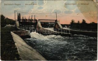 1915 Szászrégen, Sächsisch-Regen, Reghin; Marosch-Wehr / Maros gát. Erich Fabritius & Comp. kiadása / Mures river dam (EK)