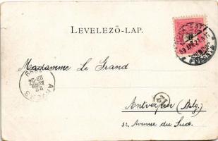 1899 (Vorläufer) Budapest V. Károly körút, üzletek, villamos. Schmidt Edgar kiadása (szakadás / tear...