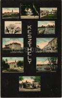 1912 Keszthely, Gróf Festetics kastély, Kossuth Lajos utca, Festetics szobor, Fürdőbejárat, lótuszvirág, Balaton partja, Szanatórium és gyógyszálloda, Tó részlet, Deák Ferenc lak, villa, Balatoni szállodák. Gál Testvérek kiadása (Rb)