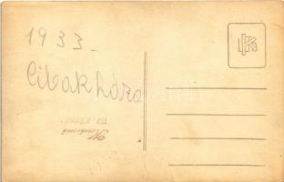 1933 Cibakháza, Cséplés gőzgéppel, magyar folklór. Kovácsné (Újkécske, Tiszakécske) photo (felületi ...