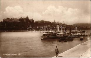 1929 Budapest I. Királyi vár, gőzhajók (EK)