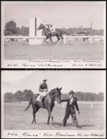 1942 A Budapesti Femina 1100 m-es versenylovaglása Bécsben két feliratozott lovas fotó fotólap