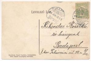 1906 Csíkszereda, Miercurea Ciuc; vasútállomás, vonat, gőzmozdony. Szvoboda József kiadása, Biró Józ...