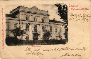 1901 Csíkszereda, Miercurea Ciuc; megyeháza. Szvoboda József kiadása, Excelsior felvétele / county hall (EK)