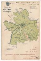 1900 Győr vármegye térképe. Kiadja Károlyi Gy. / Map of Győr county (kis szakadások / small tears)
