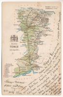 1901 Temes vármegye térképe. Kiadja Károlyi Gy. / Map of Timis county (EB)