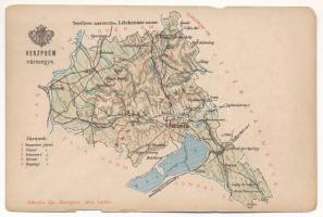Veszprém vármegye térképe. Kiadja Károlyi Gy. / Map of Veszprém County (szakadások / tears)
