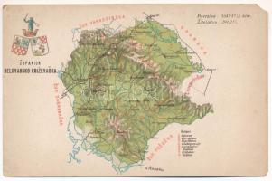 Belovár-Kőrös vármegye térképe. Kiadja Károlyi Gy. / Zupanija Belovarsko-Krizevacka / Map of Bjelovar-Krizevci county (EM)