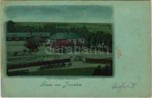 1900 Jaroslaw, Jaruslau; Cavallerie Kaserne. Herman Aker / cavalry military barracks. Art Nouveau, litho (EK)
