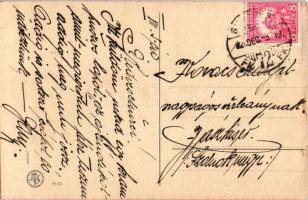 1920 Krampusz és hölgy / Krampus and lady. Special S.B. 7102. litho