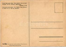 Kampf Jäger gegen Jäger. Eine Spitfire wird von einer deutschen Me 109 brennend abgeschossen. Der Ad...