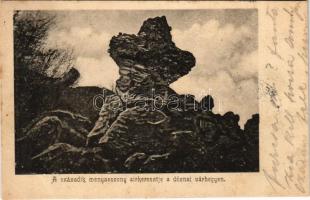 1904 Dézna, Dezna; A századik menyasszony sírkeresztje a déznai várhegyen / Cetatea Dezna / castle hill, cross