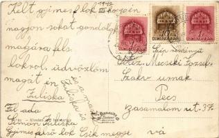 1942 Gyimes, Ghimes; Magyar-román országhatár a Rákóczi várrommal, vasúti híd / castle ruins, Hungar...