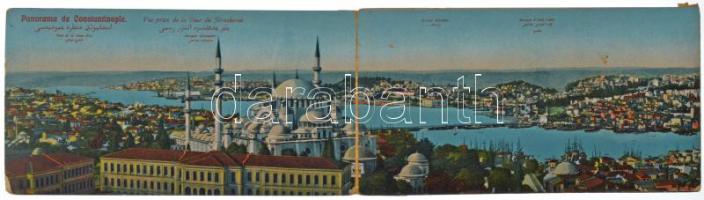 Constantinople, Istanbul; Vue prise de la Tour du Séraskerat / 6-részes kihajtható panorámalap / 6-tiled folding panoramacard (r)