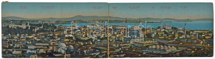 Constantinople, Istanbul; Vue prise de la Tour du Séraskerat / 6-részes kihajtható panorámalap / 6-t...