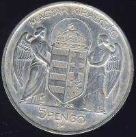 1939. 5P Ag "Horthy balra" T:2 kis ph.