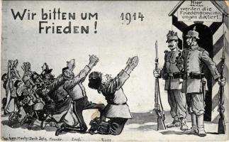 Wir bitten um Frieden! / Első világháborús antant hatalmak ellenes gúnyos propaganda / WWI German and Austro-Hungarian K.u.K. military, anti-Entente Powers mocking propaganda + "K.u.K. Garnisonsspital Nr. 10. in Innsbruck" (EK)