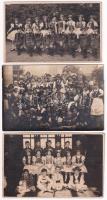 3 db RÉGI folklór fotó képeslap: csoportképek gyerekekről magyaros viseletben / 3 pre-1945 Hungarian folklore photo postcards: group photos of children in Hungarian traditional costumes