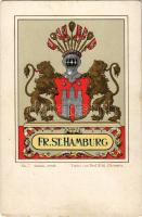 Fr. Stadt. Hamburg / coats of arms of Hamburg. Verlag v. Paul Kohl No. 7. litho (EK)