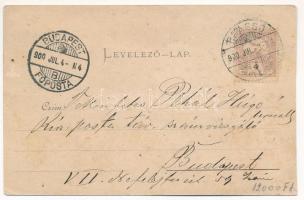 1900 Brassó, Kronstadt, Brasov; M. kir. pénzügyi palota, Millenium szobor, Alsó sétány. Julius Mülle...