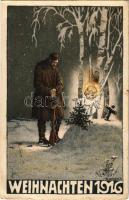 Weihnachten 1916. Feldpostkarte / Osztrák-magyar katonai karácsonyi tábori üdvözlőlap / WWI Austro-Hungarian military Christmas greeting card s: E. Kutzer (EB)