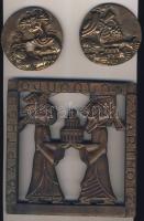 DN 2db dekoratív, nagyalakú Br emlékplakett + 1db nagyalakú emlékplakett fára kasírozva + 1db nagyalakú dombormű