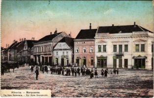 1913 Szávaszentdemeter, Mitrovice, Mitrovitz an der Save, Sremska Mitrovica; Trg. Kuen Hedervaria / tér, Antos Krauss és Clayton és Schuttleworth üzlete / square, shops