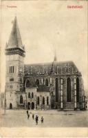 1915 Bártfa, Bártfafürdő, Bardejovské Kúpele, Bardiov, Bardejov; templom. Friedmann Mór kiadása / church (r)