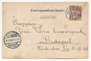 1900 Királyhida, Bruckújfalu, Bruck-Újfalu, Bruckneudorf; vasútállomás, Adria szálloda bejárata. Ale...