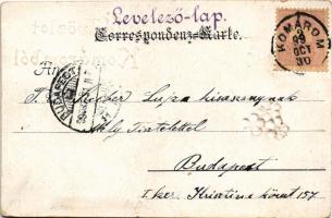 1899 (Vorläufer) Komárom, Komárno; Üdvözlet Komáromból. Virágos litho üdvözlőlap / Greetings from Ko...