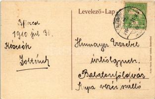 1910 Balatonfüred, parton ülő kapitány. Koller Károly József kiadása, szecessziós montázs festő ecse...