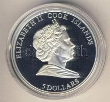 Cook-szigetek 2008. 5$ Ag "Veszélyeztetett állatvilág-Antarctica, pingvin" pingvin szeme S...