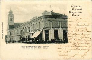 1900 Lugos, Lugoj; Amigo kávéház, római katolikus templom. Weisz és Sziklai / cafe, church