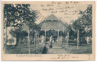 1903 Alsóidecs, Ideciu de Jos, Salzbad Nieder-Eidisch (Maros); Villa Rösler, kerékpárosok. Von G. Rösler / cyclist in front of the villa (fl)