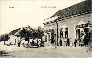 1909 Bethlen, Beclean; Fő tér, Babcsák A. és Babcsák Gerő üzlete. Schönfeld és Dávid kiadása / main square, shops