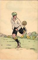 Foci, labdarúgás - Kézzel festett képeslap / Football - hand-painted sport art. Series 1721. 10.