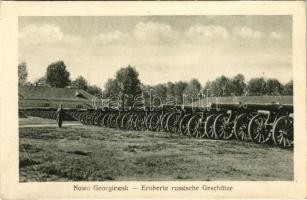 Novogeorgievsk, Nowo Georgiewsk (Modlin); Eroberte russische Geschütze. Nr. 62. Kunstanstalt Jos. Drotleff Hermannstadt. Aufnahme von Oberoffizial Niedermaier / Első világháborús zsákmányolt orosz ágyúk / WWI K.u.k. military, captured Russian cannons