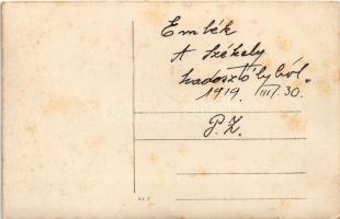 1919 Emlék a székely hadosztályból, katonák csoportképe autók előtt / Divizia Secuiasca. photo (fl)