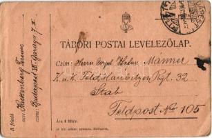 1916 Kitartás-Győzelem! Tábori Postai Levelezőlap - Kézzel rajzolt magyar katonai üdvözlet Hackenber...