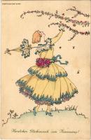 Herzlichen Glückwunsch zum Namenstag! / Viennese Art Nouveau. M. Munk Wien Nr. 1132a. s: Mela Koehler (fl)